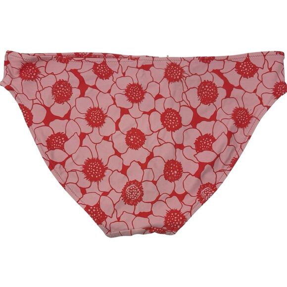Aerie Classic Bikini Bottom Floral Print Red Pink Retro Vacation Size XL NEW - Picture 2 of 8